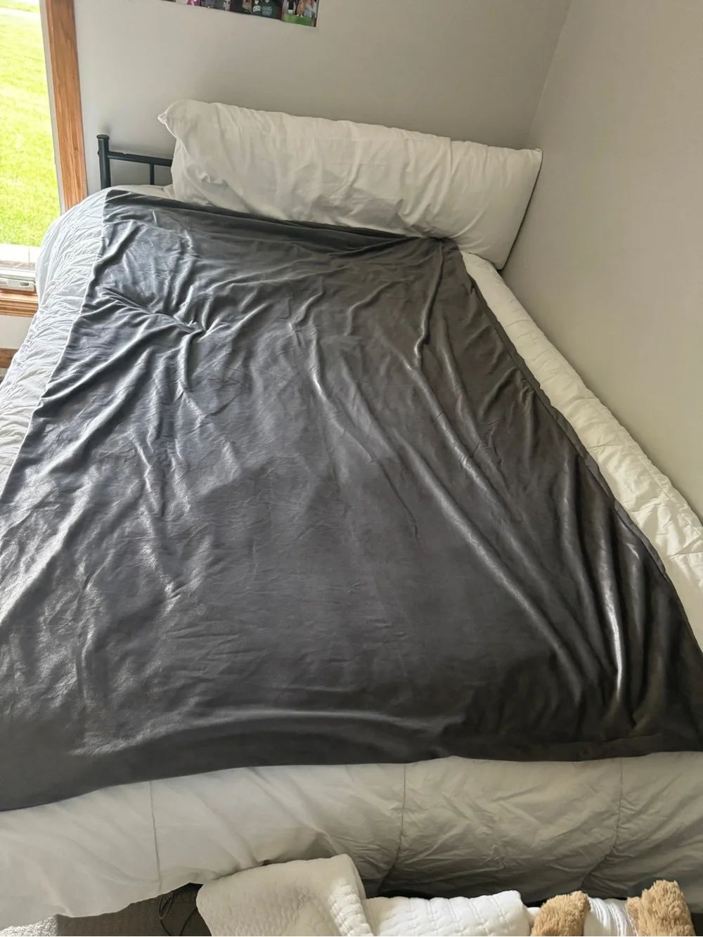 Charcoal Grey Minky/Velvet Weighted Blanket Duvet Cover - 48